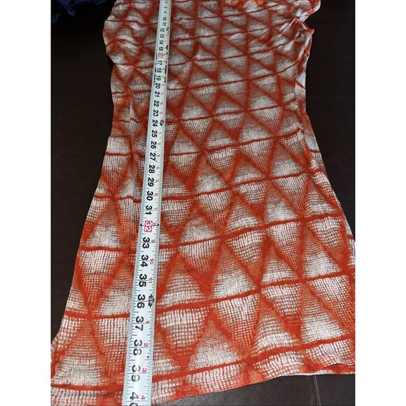 BCBG Kesi Sheer Red & White Geometric Pattern One Shoulder Dress  Size S - Picture 10 of 10